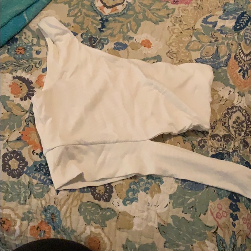 off the shoulder white crop-top